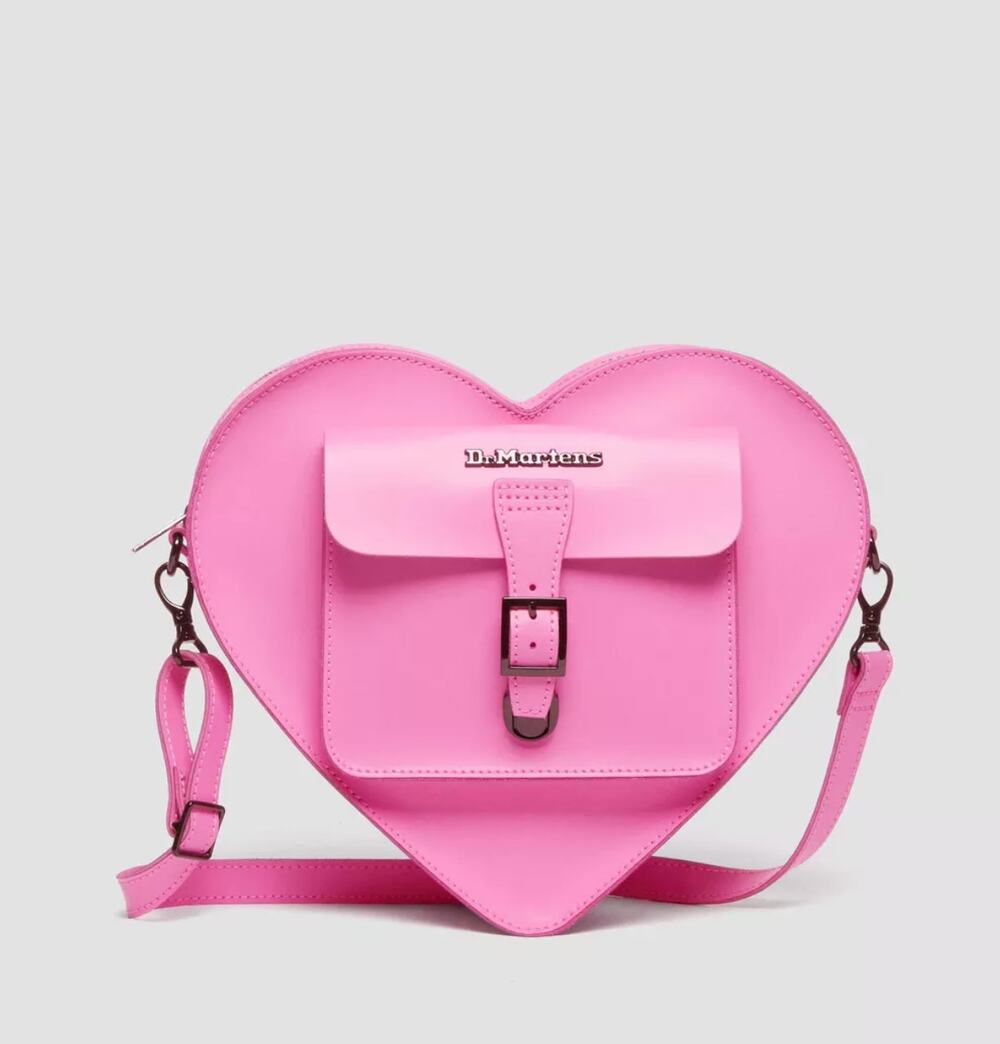 Dr. Martens Pink Matte Heart Coated Leather Backpack Purse
